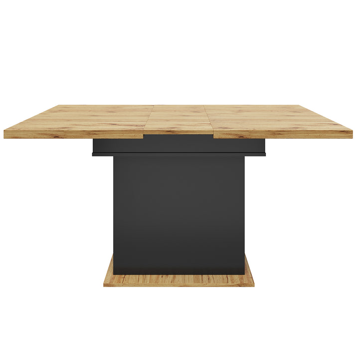 Extendable wooden dining table (110-140×80 cm) black shlef and 2 drawers SUNSPOT