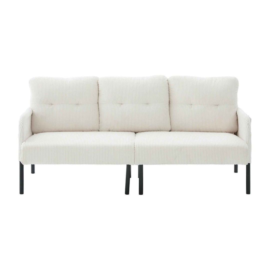 00+Oversized Loveseat Sofa, Corduroy Upholstered Double-Seater, Beige for Living Room NOVAON