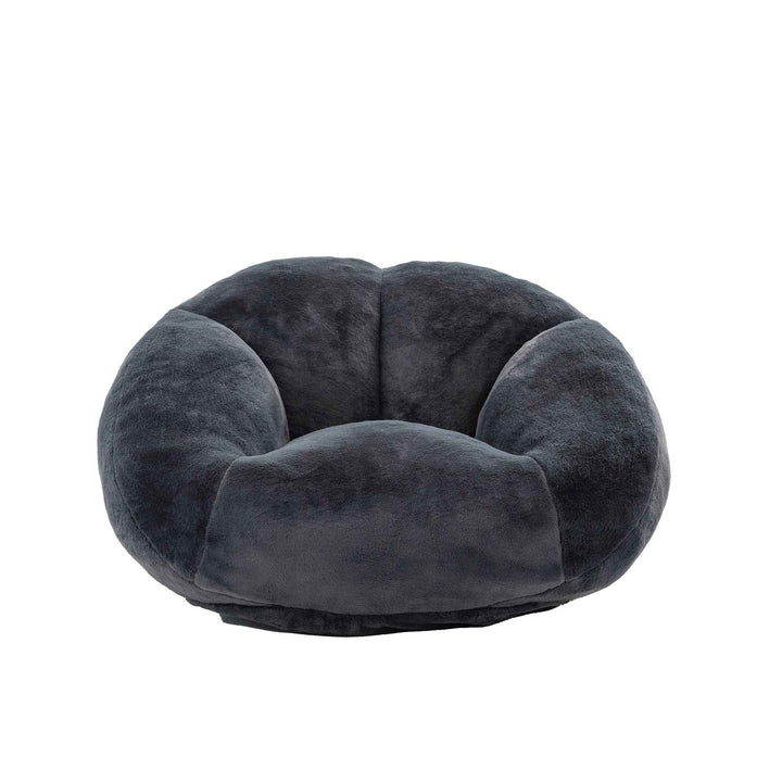 Lazy chair shell shaped sofa black faux fur, memory foam bean bag chair removable cover