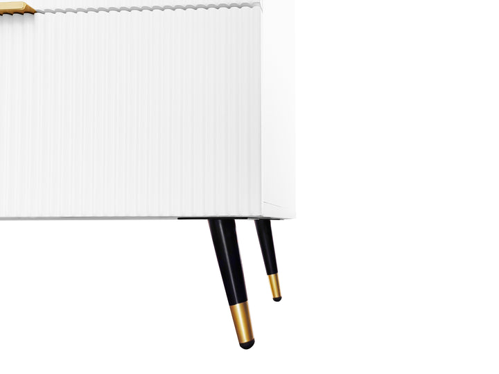 White and gold particle board storage sideboard with 6 drawers FERNGLADE UK