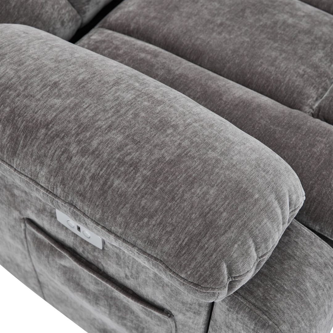 Electric lift up fabric grey large recliner with massage and heat MAGNETICFLUX