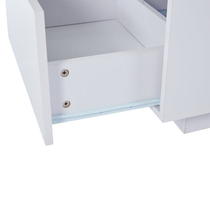 White high gloss lighting LED rectangular coffee table 2 drawers HELICTITE