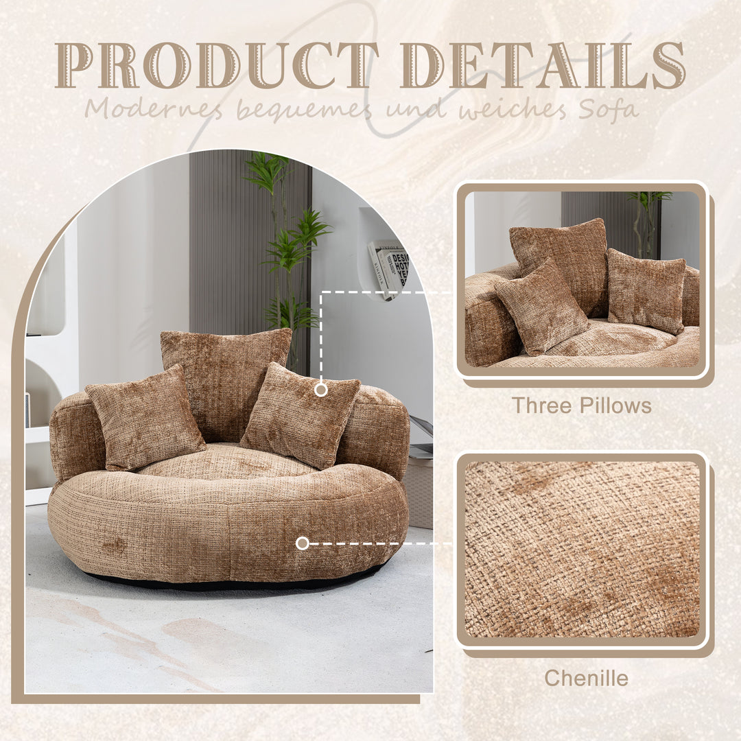 Lazy sofa bean bag brown coffee lounge chair with 3 pillows TUNDRAFROST
