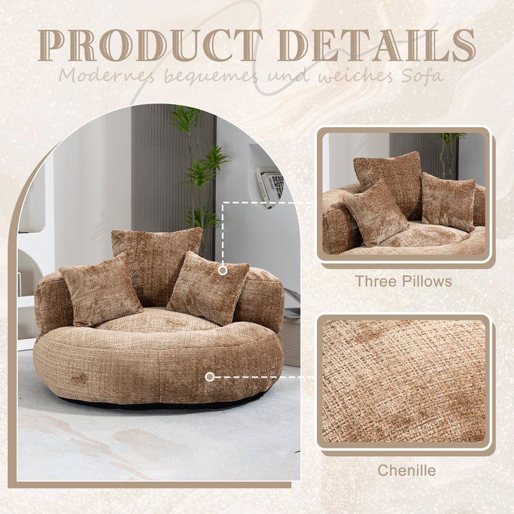 Lazy sofa bean bag brown coffee lounge chair with 3 pillows TUNDRAFROST