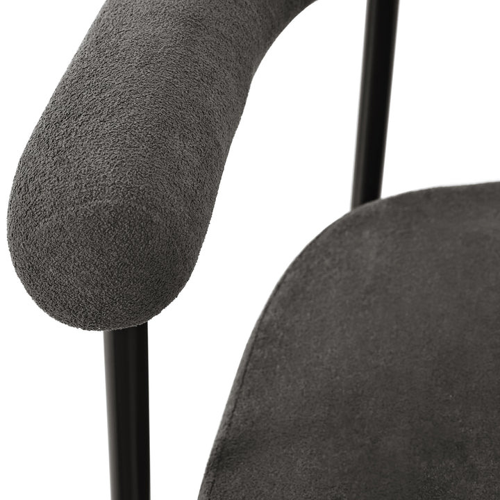 Set of 2 modern gray fabric armchairs black metal frame CLOUDGLADE
