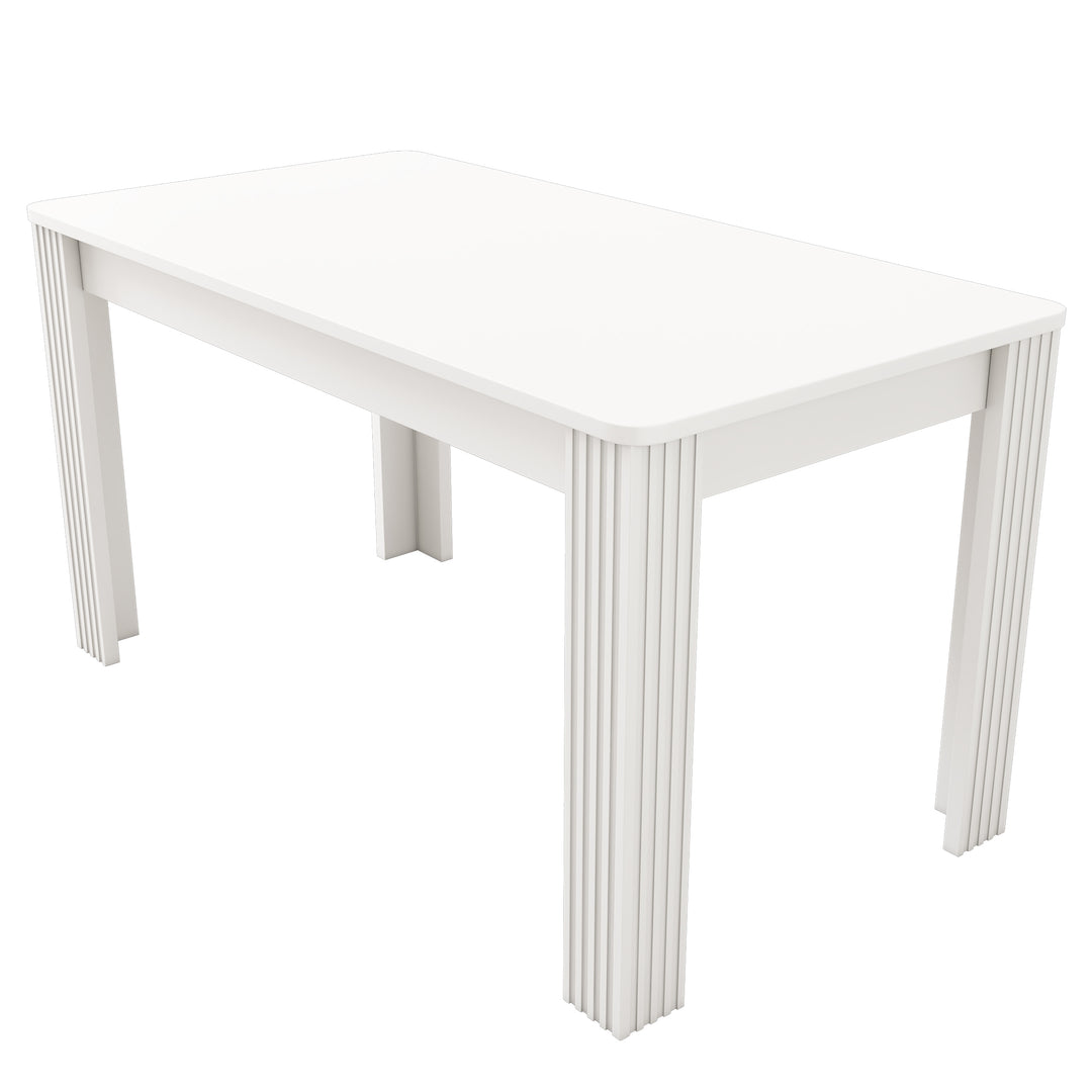 White wooden dining table with thick legs 116×65 ZAKRUD UK