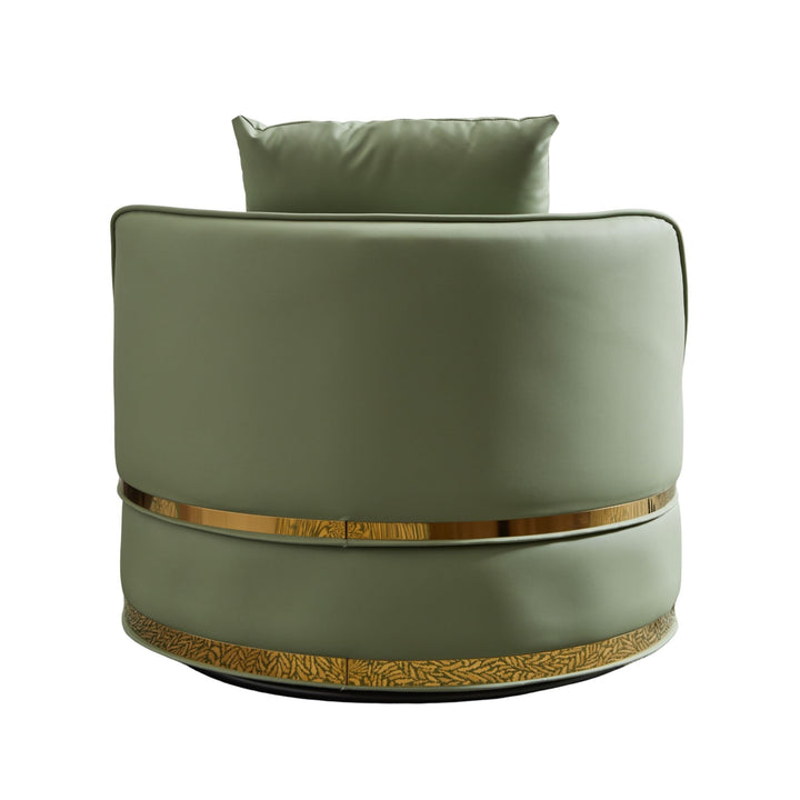 360° Swivel Barrel Chair Green PU Leather Accent Chair 78cm TRUNKGLASS