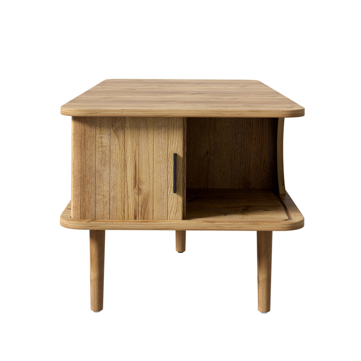 Retro Lift-Top Natural Wooden Look Coffee Table with 3D Wave 95cm ARROWLAMP