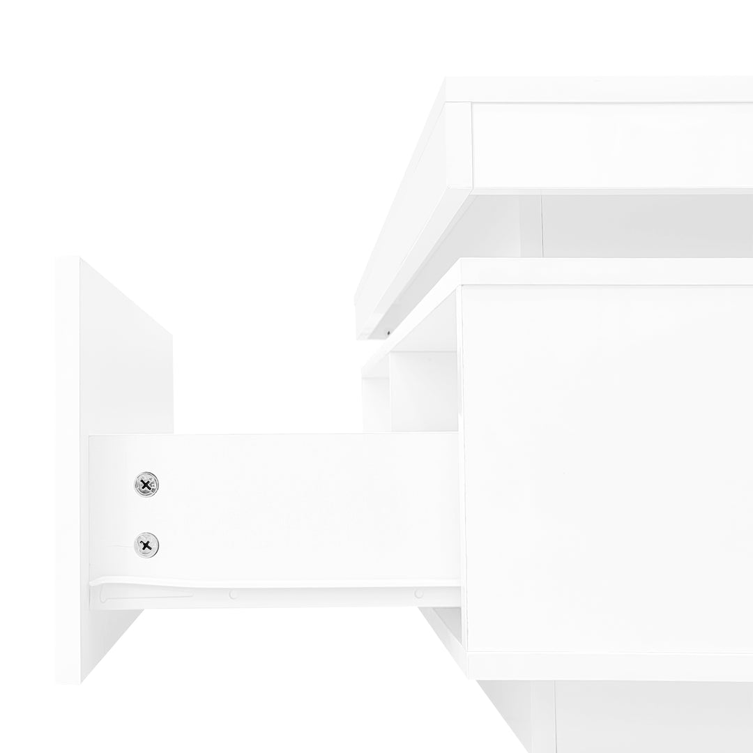 White high gloss coffee table with LED lights and storage 100 x 50 x 40 cm MAGNETOTAIL UK