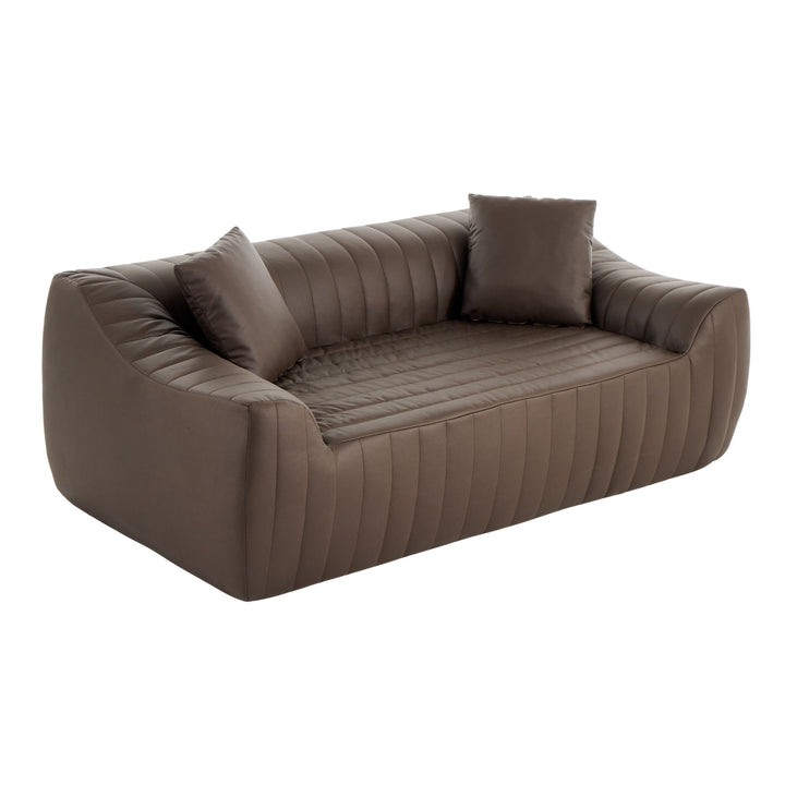 2-Seater Sofa in Brown Tech Cloth with 2 Cushions 185cm WICKERSIDEBOARD