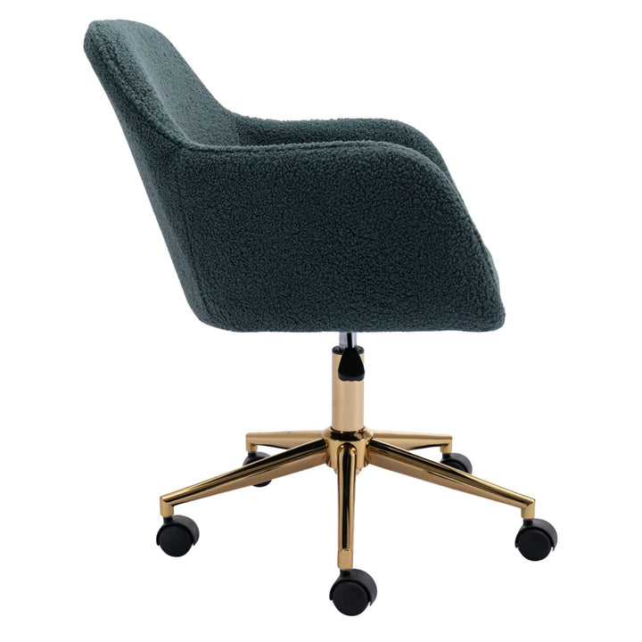 Grey teddy blue velvet office chair with armrests swivel wheel gold base TORQIL BLUE UK