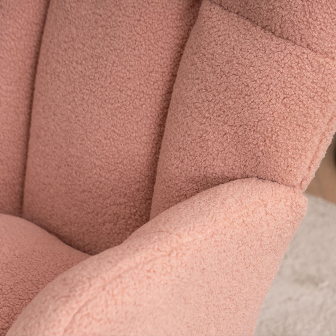 Rose teddy fabric upholstered rocking chair THROKUTS TEDDY ROSE UK