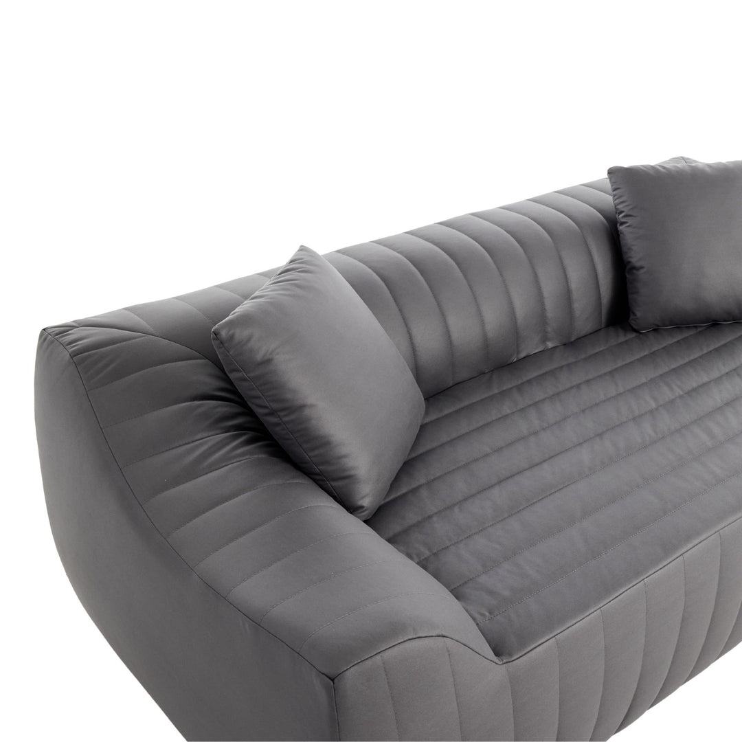 2-Seater Sofa in Grey Tech Cloth with 2 Cushions 185cm WICKERRUG