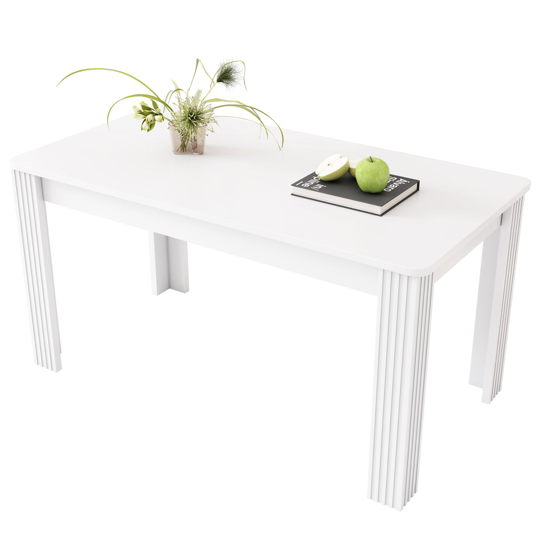White wooden dining table with thick legs 116×65 ZAKRUD UK