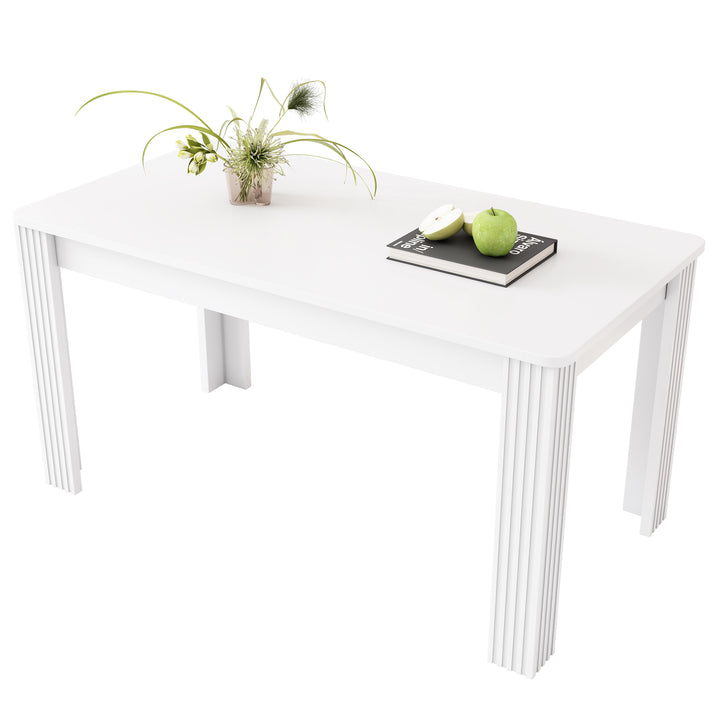 White wooden dining table with thick legs 116×65 ZAKRUD UK