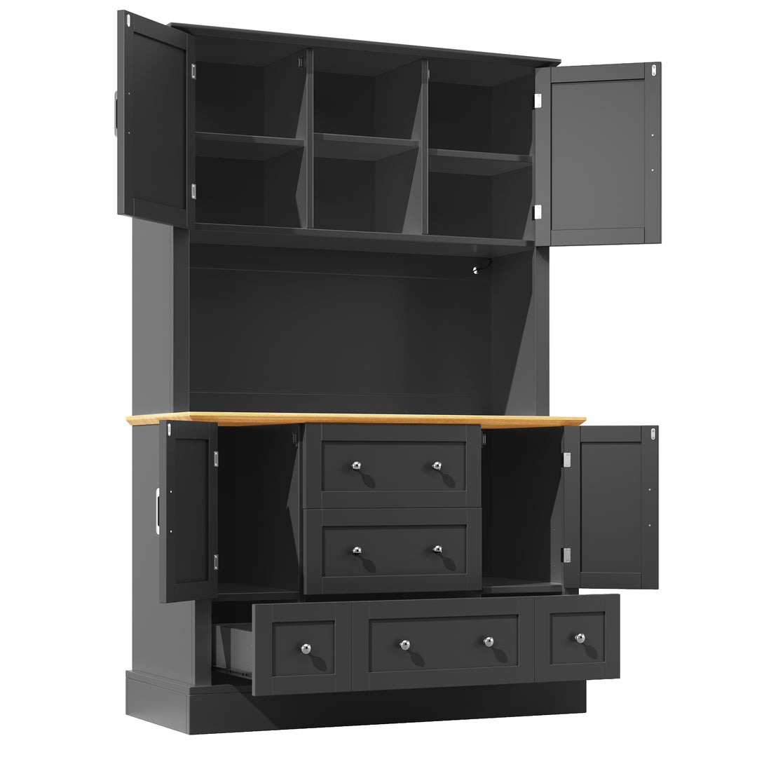 Black kitchen cabinet hutch with music-sync LED lighting HALITECUBE