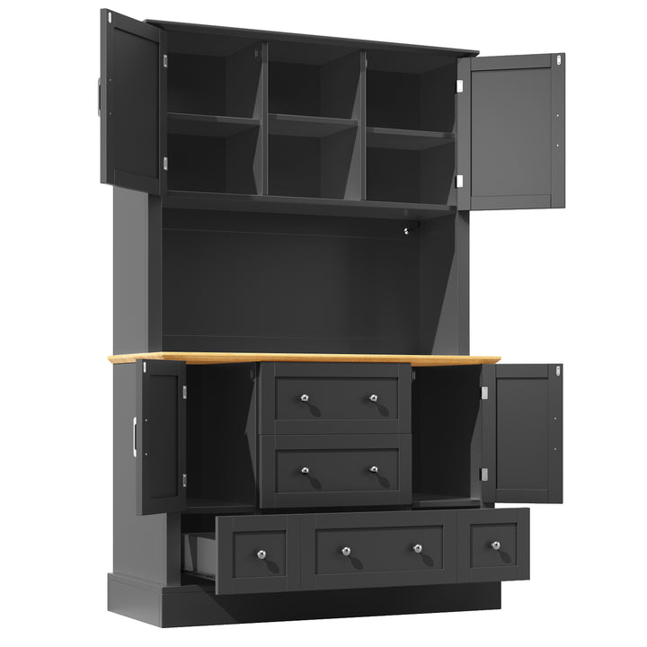 Black kitchen cabinet hutch with music-sync LED lighting HALITECUBE