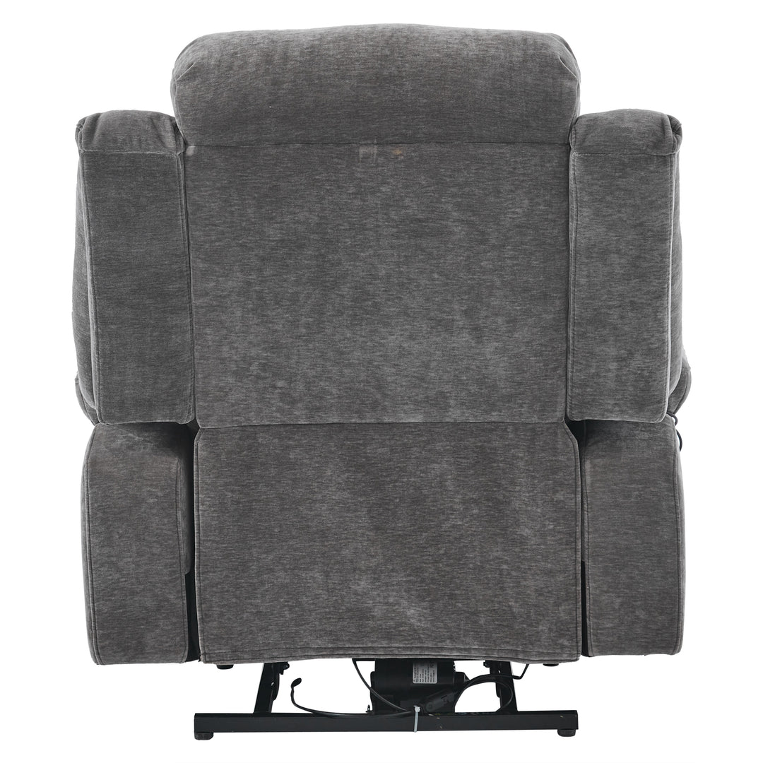 Electric lift up fabric grey large recliner with massage and heat MAGNETICFLUX