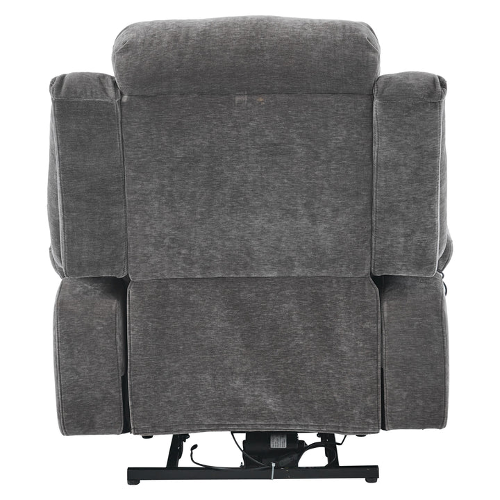 Electric lift up fabric grey large recliner with massage and heat MAGNETICFLUX