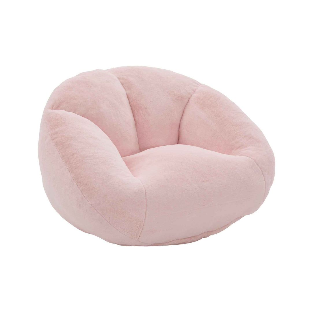 Lazy chair shell shaped sofa pink faux fur, memory foam bean bag chair removable cover