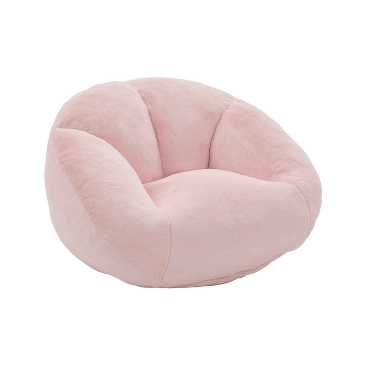 Lazy chair shell shaped sofa pink faux fur, memory foam bean bag chair removable cover