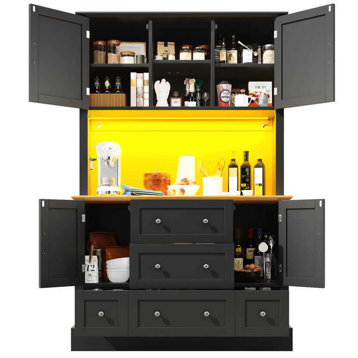 Black kitchen cabinet hutch with music-sync LED lighting HALITECUBE