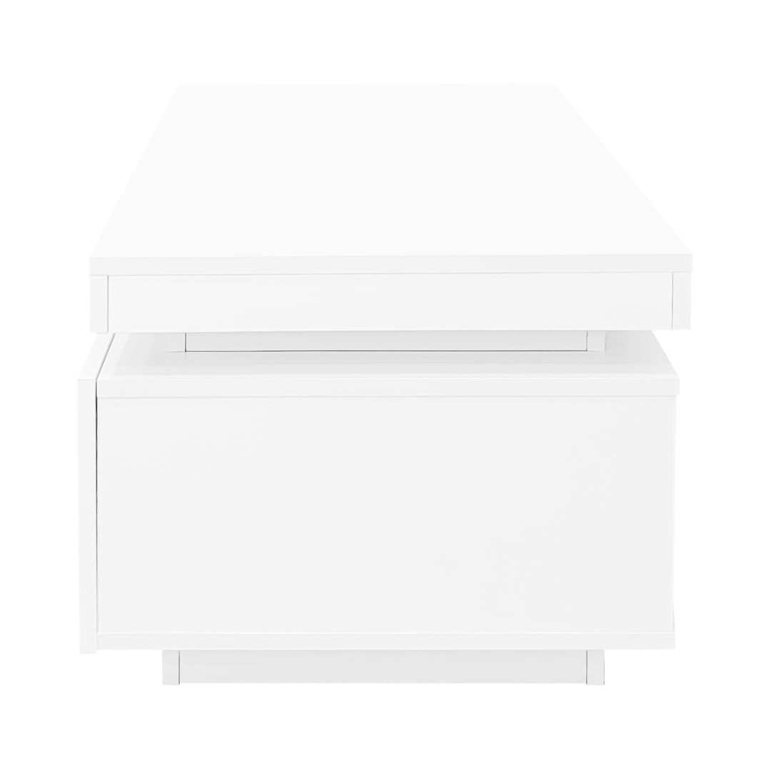 White high gloss coffee table with LED lights and storage 100 x 50 x 40 cm MAGNETOTAIL UK