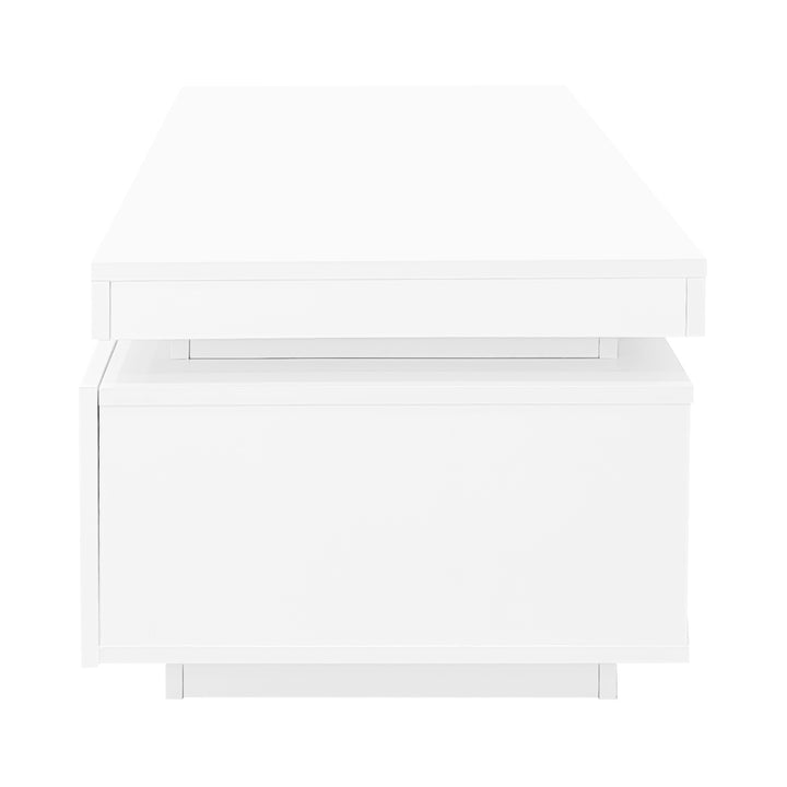 White high gloss coffee table with LED lights and storage 100 x 50 x 40 cm MAGNETOTAIL UK