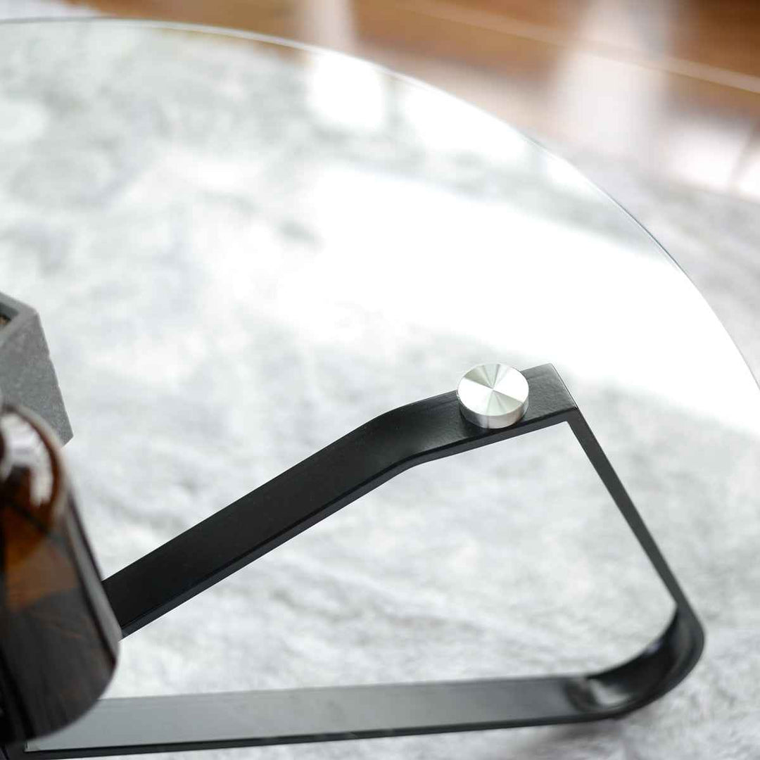 Modern Glass Coffee Table 80x80cm Clear Tempered Glass Top Living Room Minimalist Style KONYA GLASS 80CM A