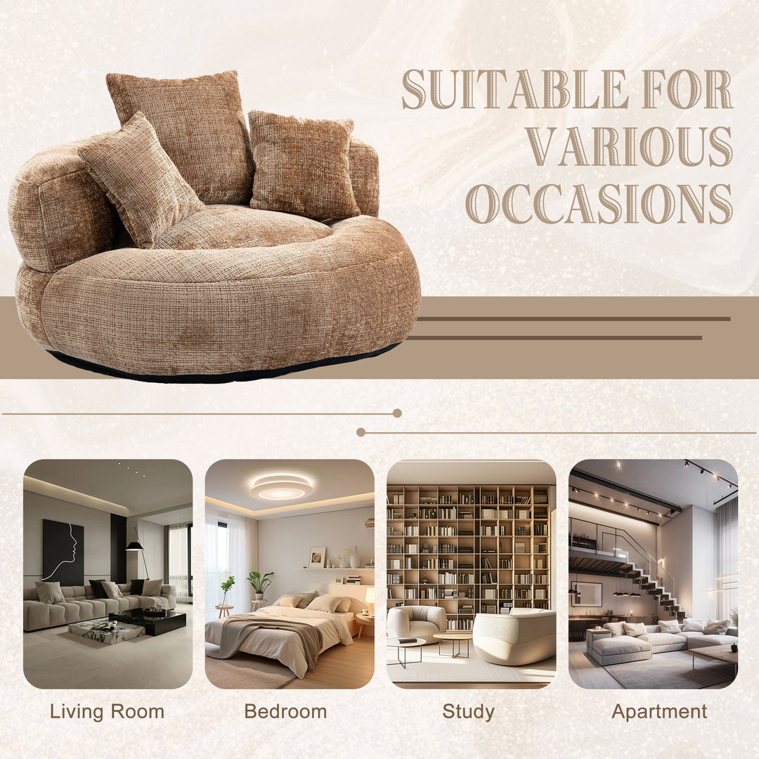 Lazy sofa bean bag brown coffee lounge chair with 3 pillows TUNDRAFROST