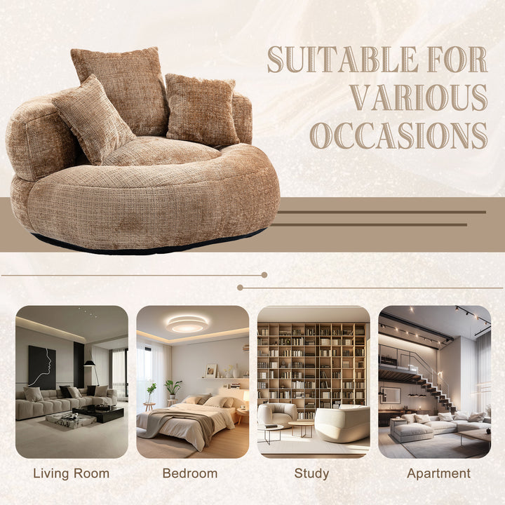 Lazy sofa bean bag brown coffee lounge chair with 3 pillows TUNDRAFROST