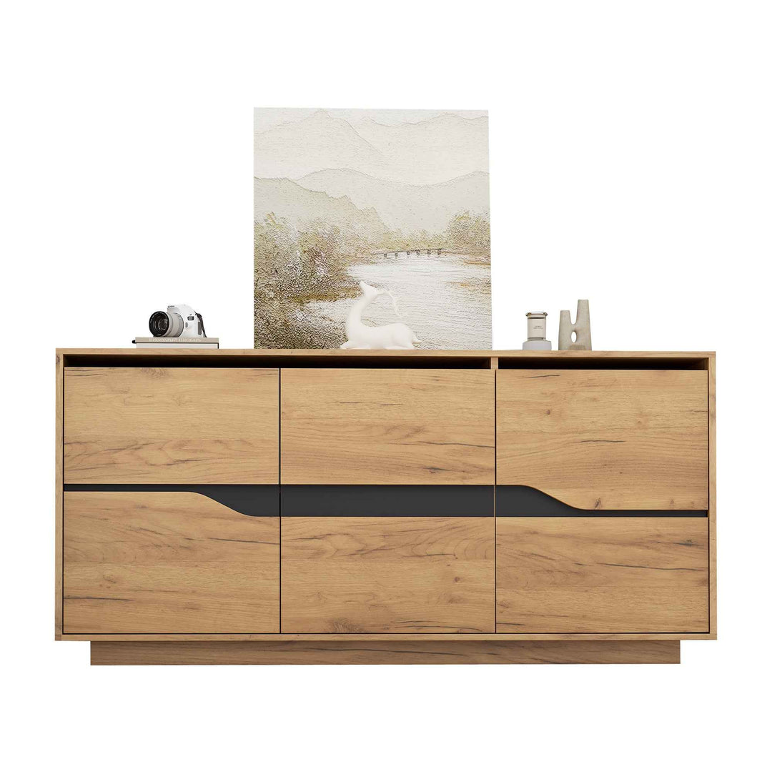 Modern wooden & black sideboard 3 doors 140x40x70cm INFINITERIFTEE
