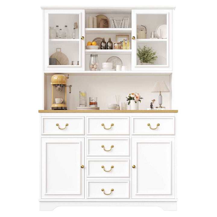 Tall white kitchen cabinet with LED lighting, USB ports & sockets 118x39.5x180cm