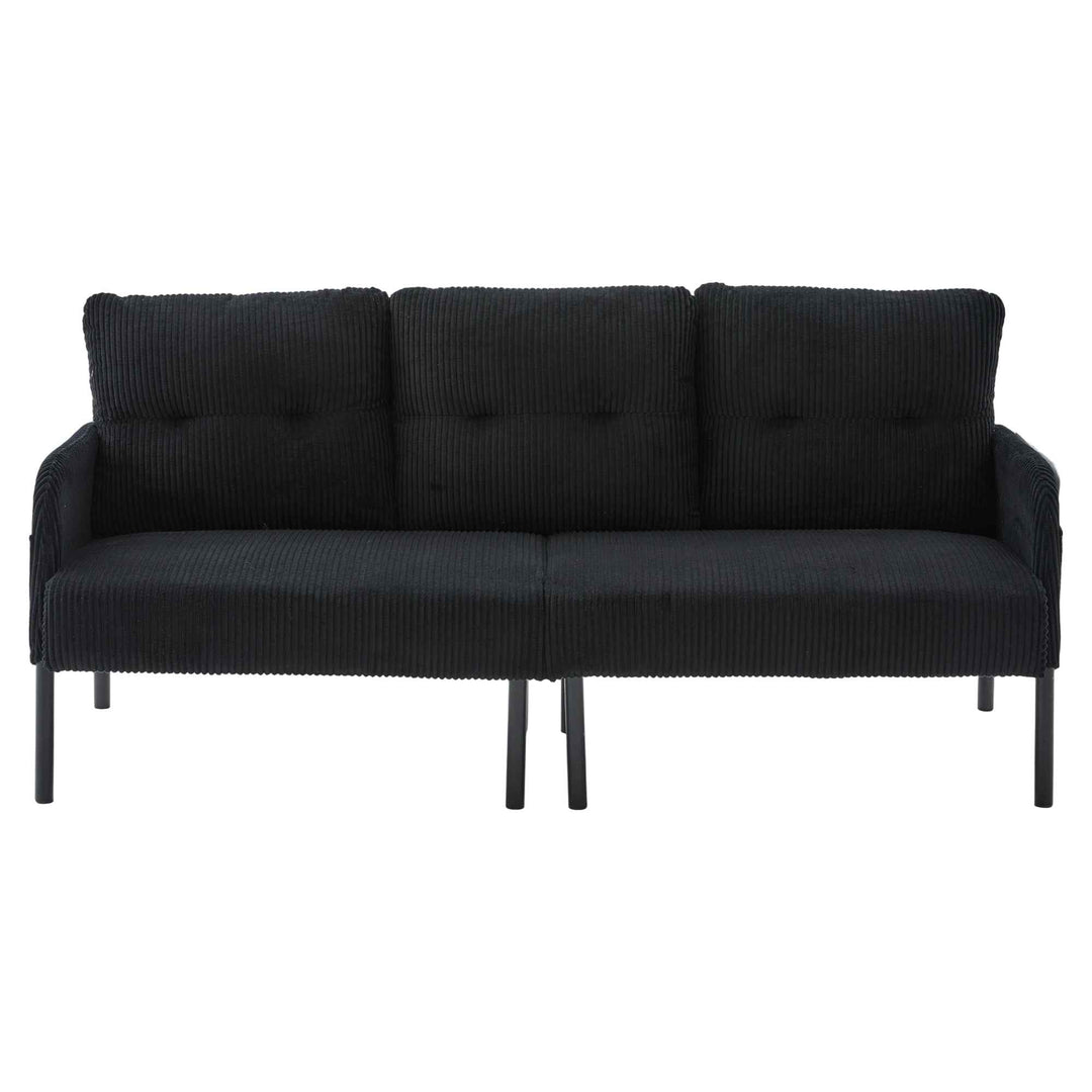 00+Oversized Loveseat Sofa, Corduroy Upholstered Double-Seater, Black for Living Room NOVADYNE