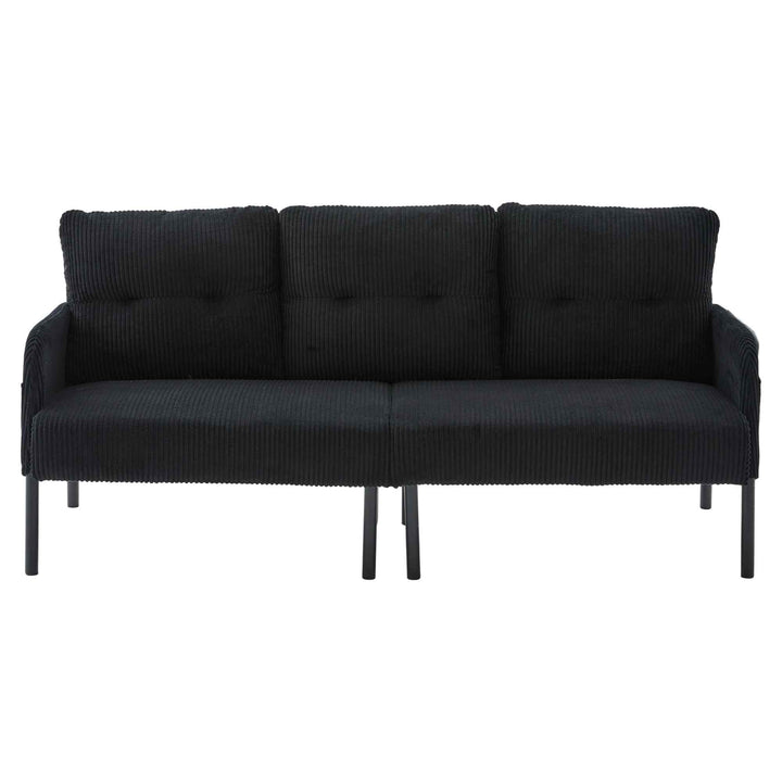 00+Oversized Loveseat Sofa, Corduroy Upholstered Double-Seater, Black for Living Room NOVADYNE