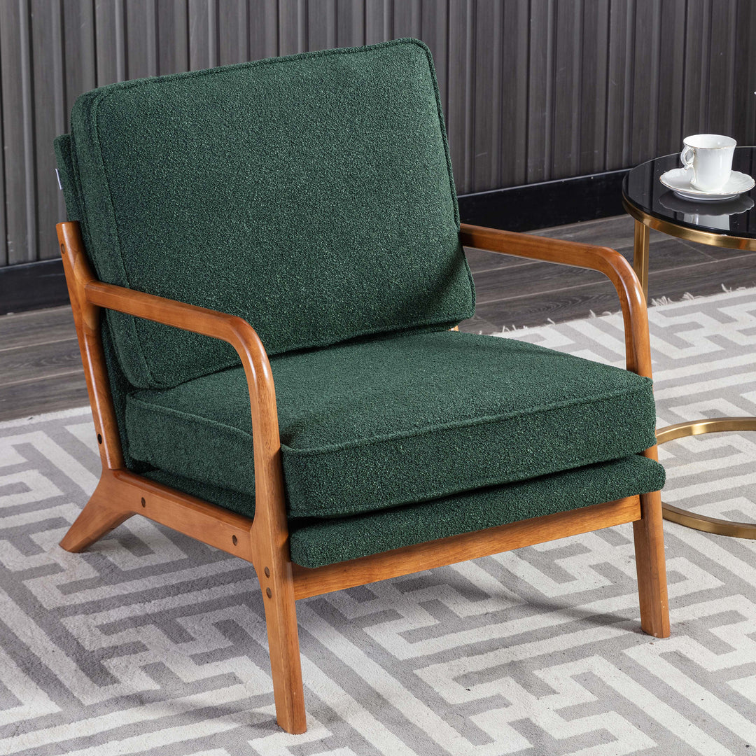 Vintage accent armchair with solid wood frame fabric green STRAQNILS GREEN UK