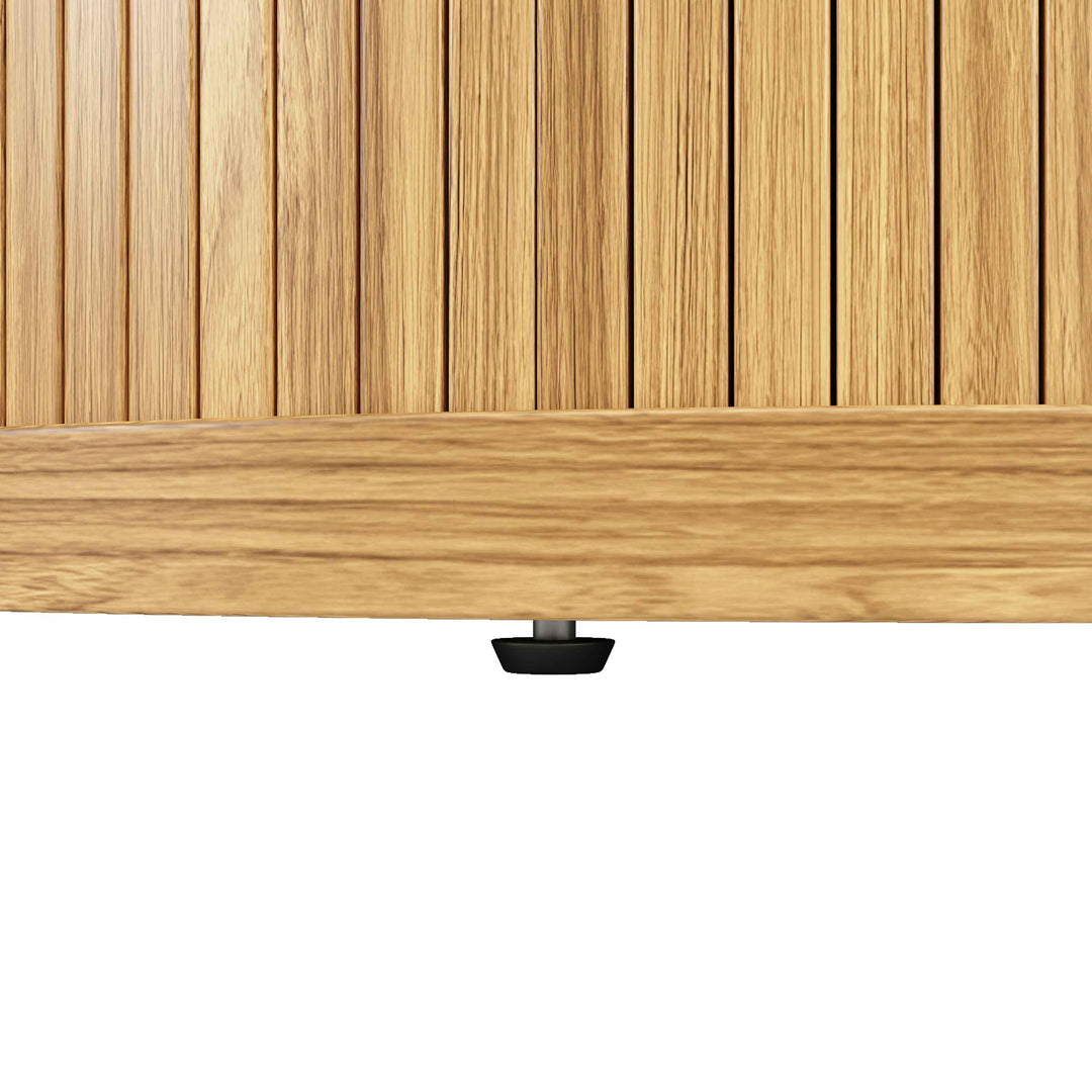 Extendable natural wooden look dining table round to oval 118–158cm INFINITEQUASI