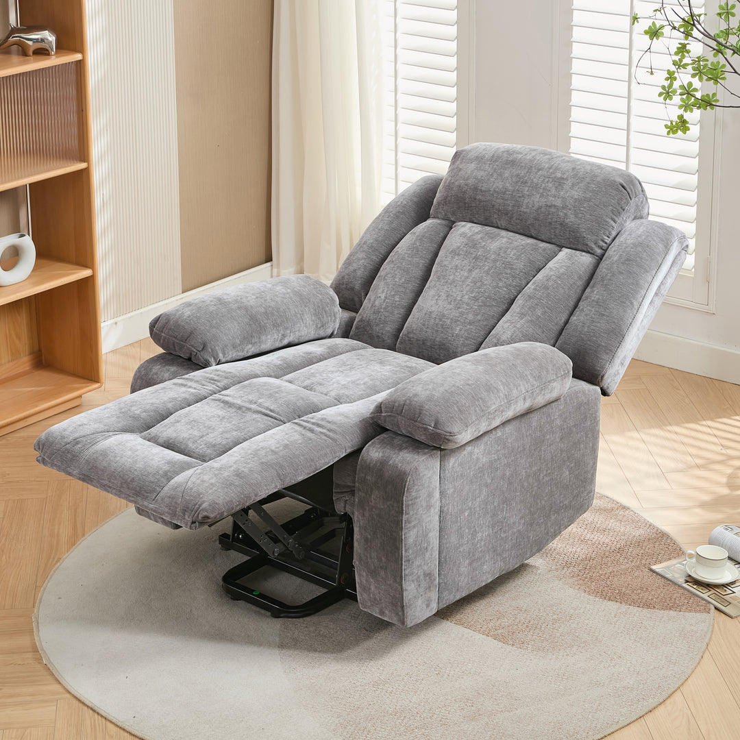 Electric lift up fabric grey large recliner with massage and heat MAGNETICFLUX