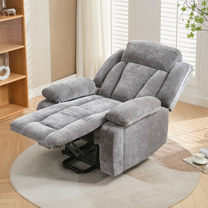 Electric lift up fabric grey large recliner with massage and heat MAGNETICFLUX