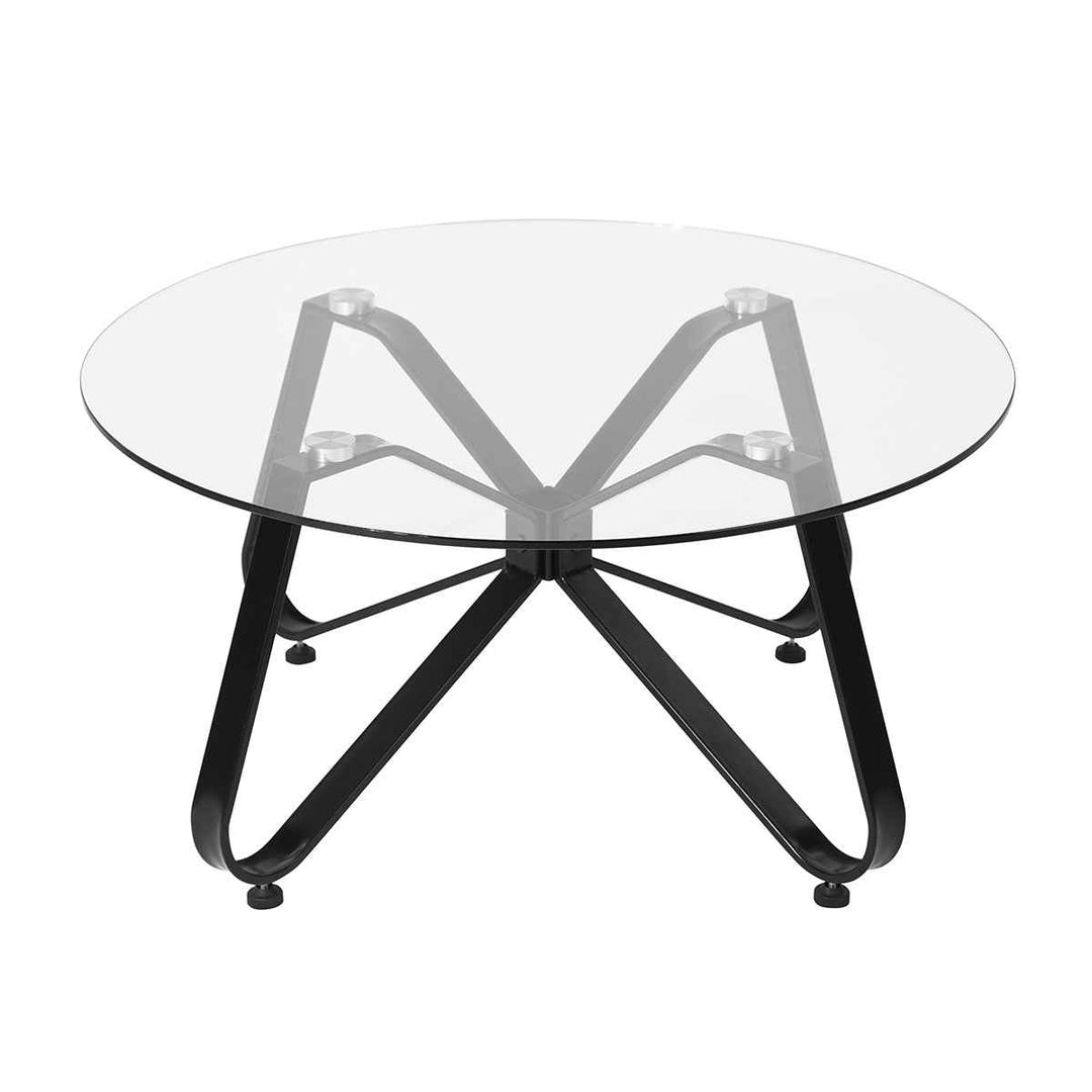 Modern Glass Coffee Table 80x80cm Clear Tempered Glass Top Living Room Minimalist Style KONYA GLASS 80CM A