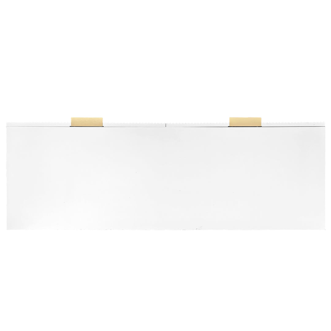 White and gold particle board storage sideboard with 6 drawers FERNGLADE UK
