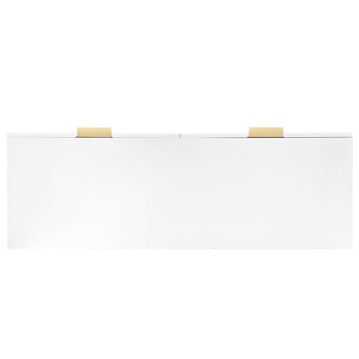White and gold particle board storage sideboard with 6 drawers FERNGLADE UK