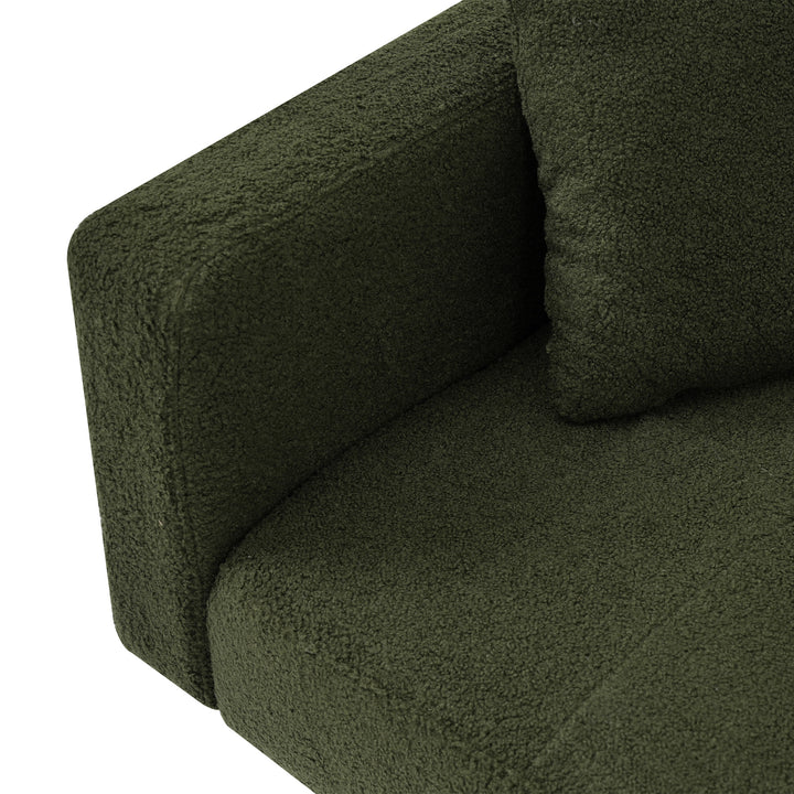 Olive green sherpa 3-seater clic-clac sofa bed, adjustable backrest & side pocket ALDEN GREEN UK