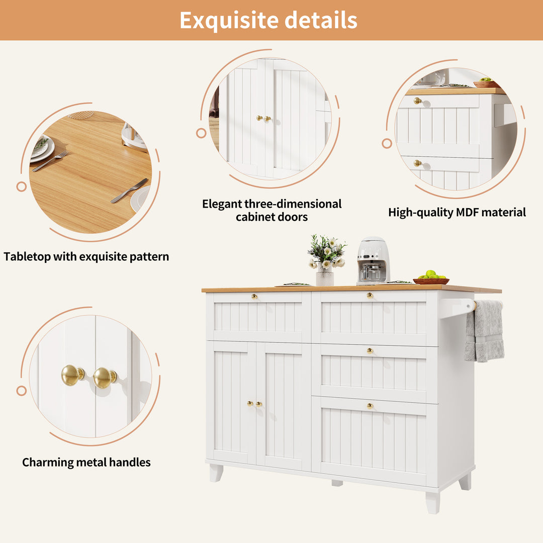 White kitchen trolley foldable top storage FROSTFIELD