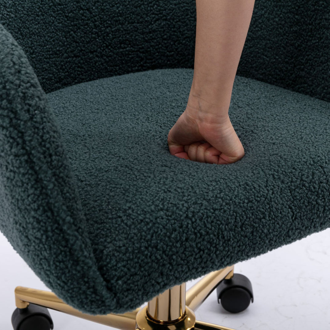 Grey teddy blue velvet office chair with armrests swivel wheel gold base TORQIL BLUE UK