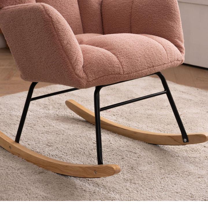 Rose teddy fabric upholstered rocking chair THROKUTS TEDDY ROSE UK
