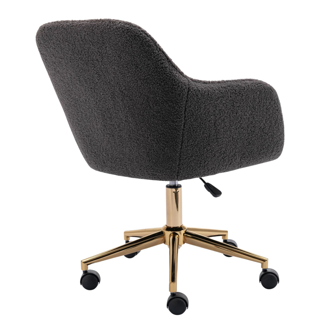 Grey teddy velvet office chair with armrests swivel wheel gold base TORQIL GREY UK