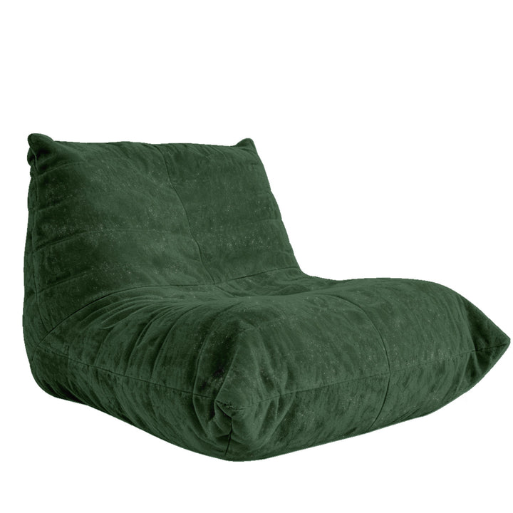 Comfy green chenille bean bag lazy sofa with full-body support & non-slip base CELESTEIA