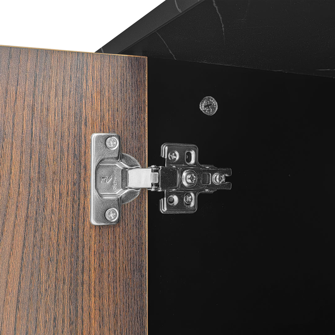Vintage TV stand with black marble look & LED lighting MIRAGEOOZE