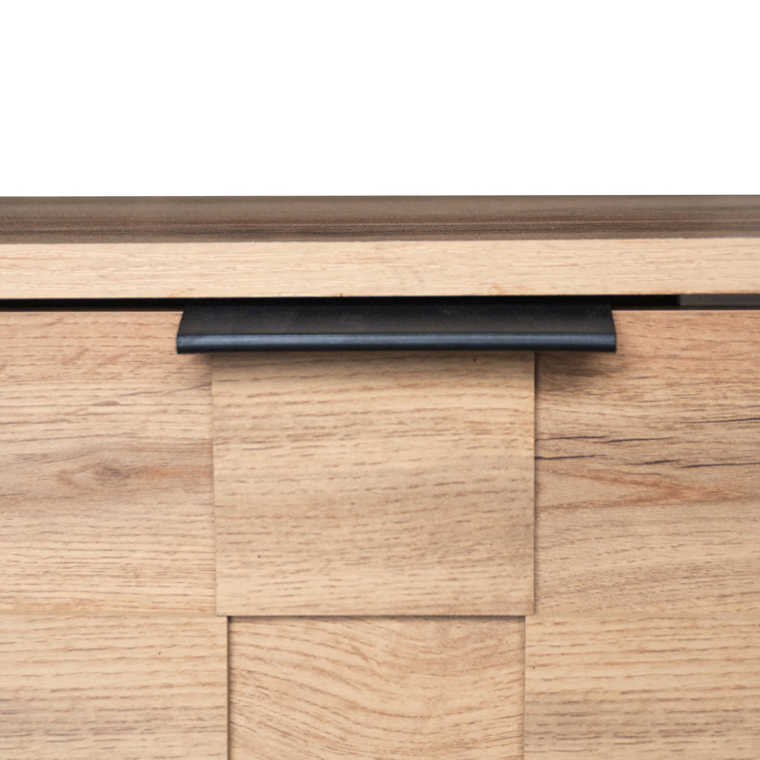 Set of 3 modern sideboard TV stand and shoe cabinet with geometric wood texture black legs DECOMPOS+FLAGELLUM+LYSOGEN